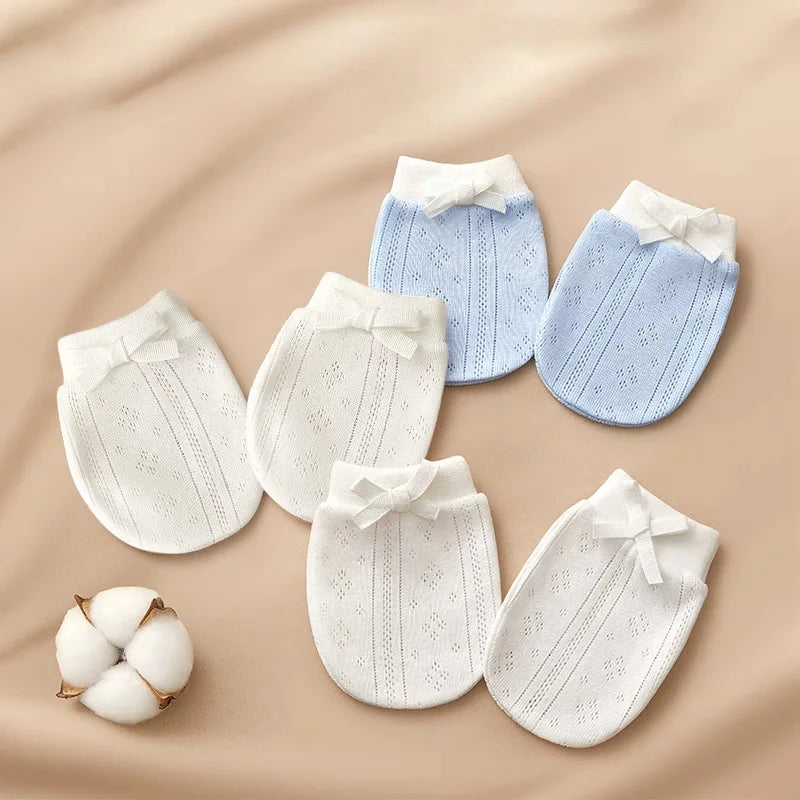 Baby Scratch-Proof Gloves Newborn Breathable Pure Cotton Protective Gloves 0-6 M Baby Essentials Must-Haves for Boys & Girls