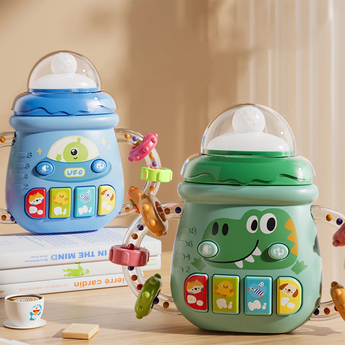 Baby Musical Feeding Bottle Pacifier For 6M+ Newborn Soft Teether Rattles Educational Toy Mobile Soothing Vocal Music Toys