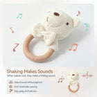 Baby Rattle Toys Cute Bear Crochet Animal Toys Cartoon Wooden Teether Baby Mobile Crib Product Wooden Newborn Rattle Toys