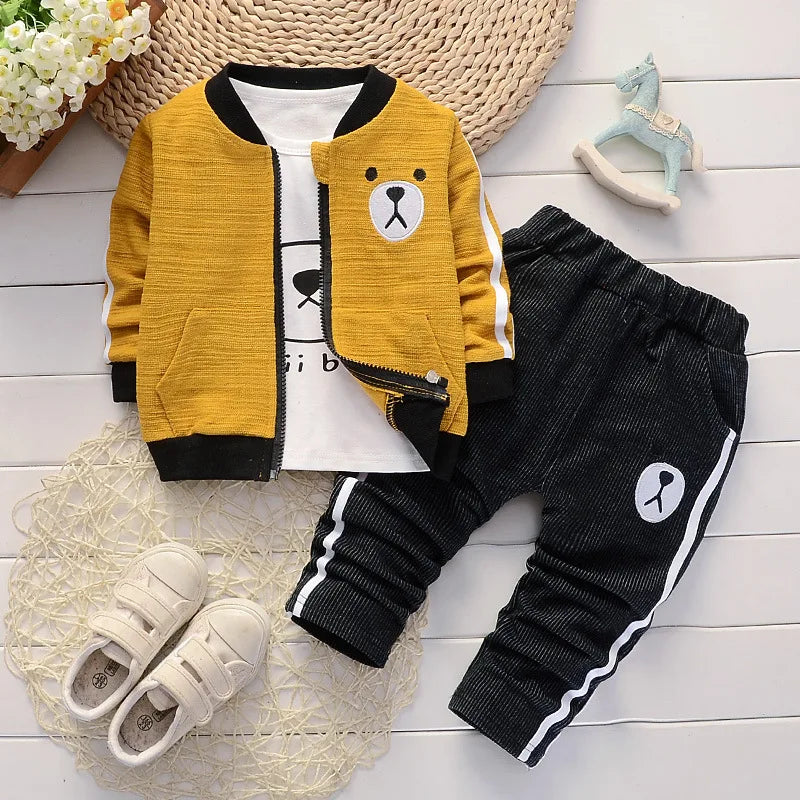Baby Boy Clothing Set Fashion Cotton Hooded Tops+Pants 3pcs Outfits Infant Boys Tracksuit Newborn Kids Clothes Sets