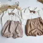 MILANCEL Toddler Baby Clothing Set Gentleman Suit Bow Blouse and Shorts Boys Clothes Suit