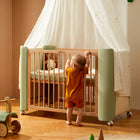 Factory Direct Handmade Wooden Baby Bed Wooden Cradle Adjustable Multi-Functional Premium Pine Wood Baby Bed with Mattress