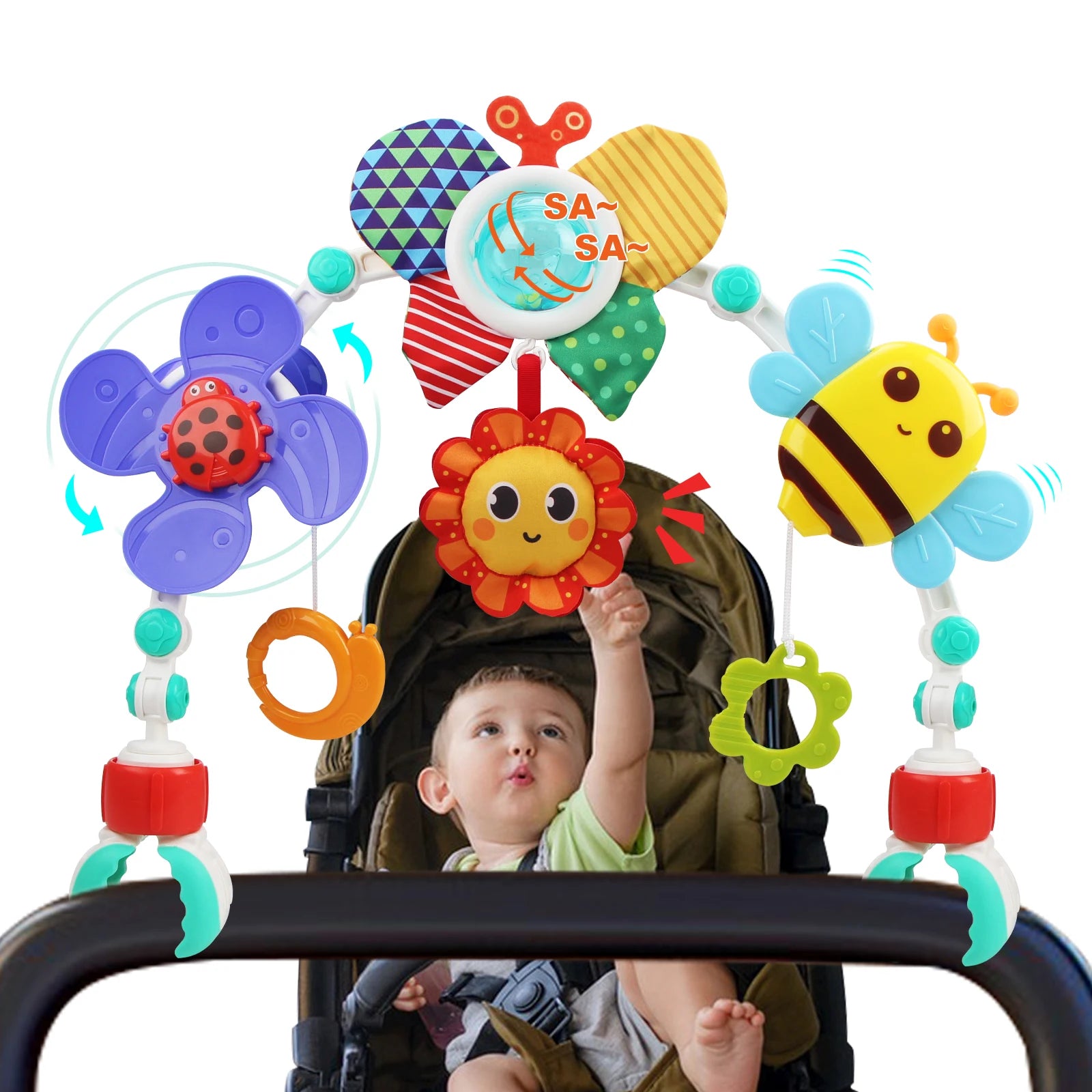 Baby Stroller Arch Toys Bouncer Toy Pram Activity Arch Toys Fine Motor Skills Toys Sensory Development Baby Car S