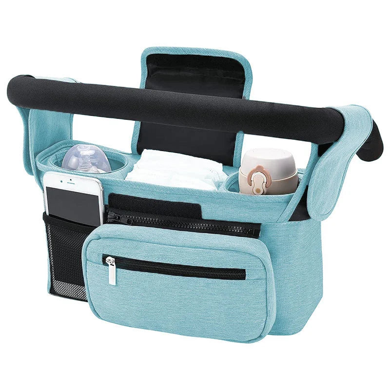 Baby Stroller Storage Pouch, Waterproof Hanging Bag, Multi-Function Basket, Stroller Organizer with Zipper, Anti-Drop