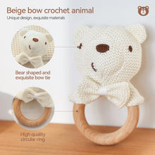 Baby Rattle Toys Cute Bear Crochet Animal Toys Cartoon Wooden Teether Baby Mobile Crib Product Wooden Newborn Rattle Toys