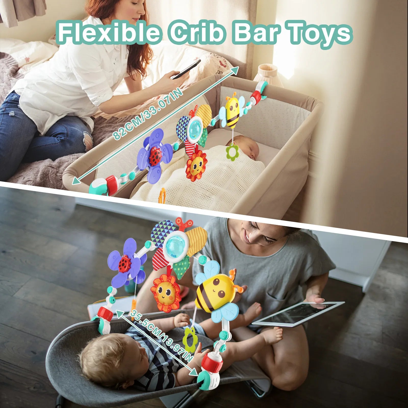 Baby Stroller Arch Toys Bouncer Toy Pram Activity Arch Toys Fine Motor Skills Toys Sensory Development Baby Car S