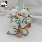 Baby Security Blanket Towel Feeding Bib Soft Towel Cotton Burping Cloth Infant Shower Gift Knitted Lovely Animal Rattle Sleep To