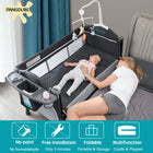 PANGDUBE 4-in-1 Baby Crib Multifunctional Convertible Bed with Rocker & Baby Playpen Newborn Changing Table Foldable Travel Cot