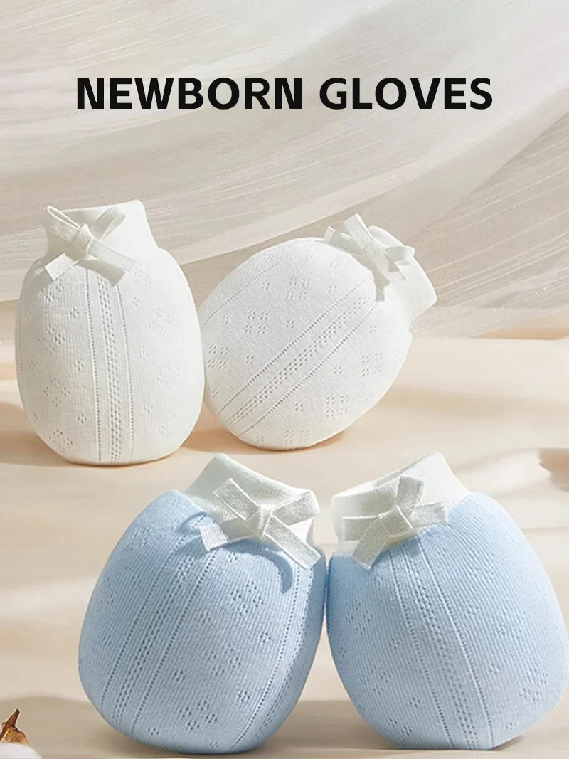 Baby Scratch-Proof Gloves Newborn Breathable Pure Cotton Protective Gloves 0-6 M Baby Essentials Must-Haves for Boys & Girls