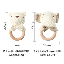Baby Rattle Toys Cute Bear Crochet Animal Toys Cartoon Wooden Teether Baby Mobile Crib Product Wooden Newborn Rattle Toys