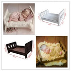 Infant Posing Sofa Retro Wood Bed Newborn Photography Props Detachable Background Baby Growth Memorial For Baby Boys Studio Use